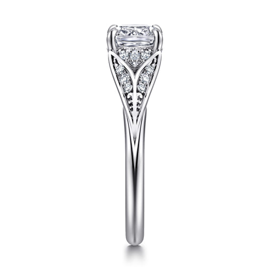 14K White Gold Split Shank Cushion Cut Diamond Engagement Ring angle 5