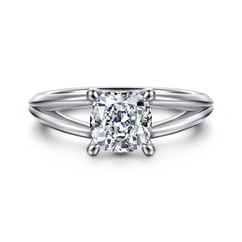 14K White Gold Split Shank Cushion Cut Diamond Engagement Ring