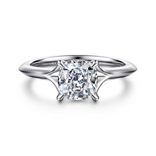 14K White Gold Split Shank Cushion Cut Diamond Engagement Ring