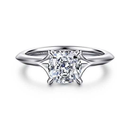 14K White Gold Split Shank Cushion Cut Diamond Engagement Ring