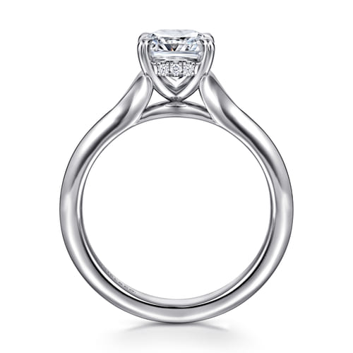 14K White Gold Split Shank Cushion Cut Diamond Engagement Ring