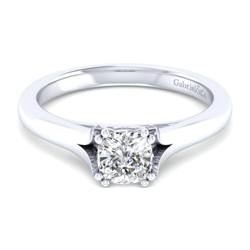 14K White Gold Split Shank Cushion Cut Diamond Engagement Ring