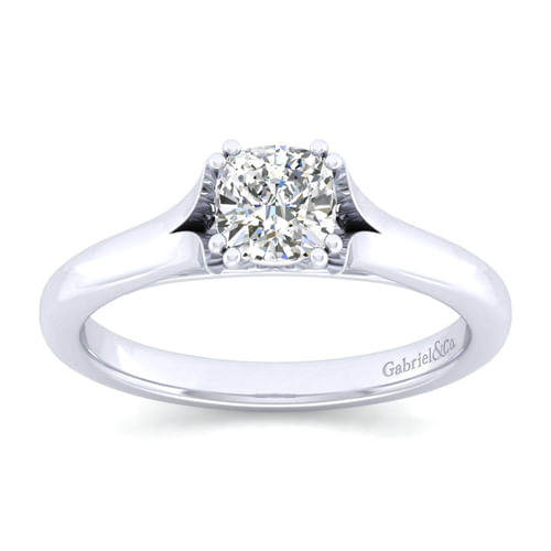 14K White Gold Split Shank Cushion Cut Diamond Engagement Ring
