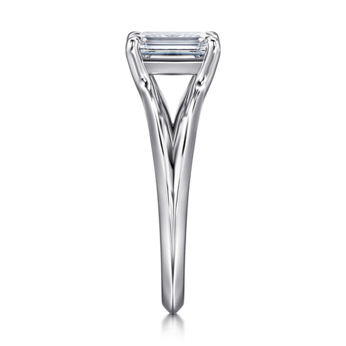 14K White Gold Split Shank Emerald Cut Diamond Engagement Ring 14K White Gold Split Shank Emerald Cut Diamond Engagement Ring