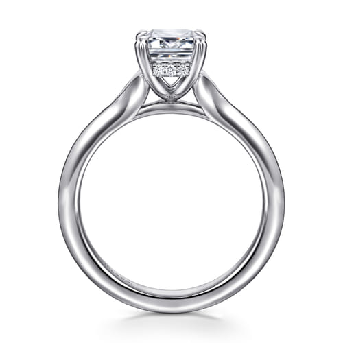 14K White Gold Split Shank Emerald Cut Diamond Engagement Ring