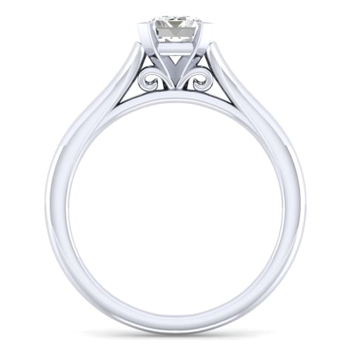 14K White Gold Split Shank Emerald Cut Diamond Engagement Ring