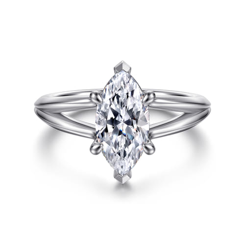14K White Gold Split Shank Marquise Shape Diamond Engagement Ring