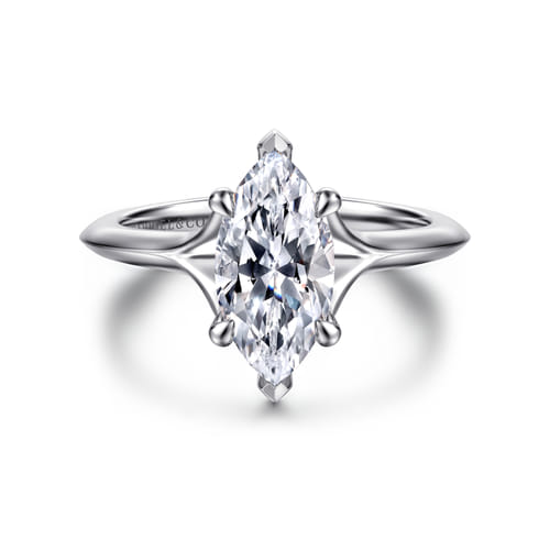 14K White Gold Split Shank Marquise Shape Diamond Engagement Ring