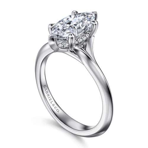 14K White Gold Split Shank Marquise Shape Diamond Engagement Ring