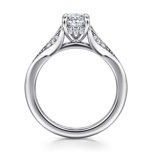14K White Gold Split Shank Oval Diamond Engagement Ring