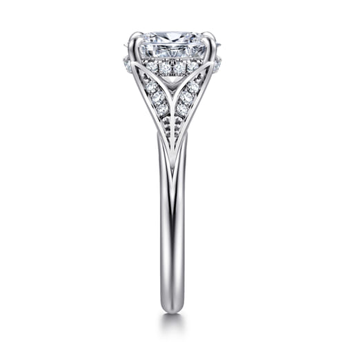 14K White Gold Split Shank Oval Diamond Engagement Ring
