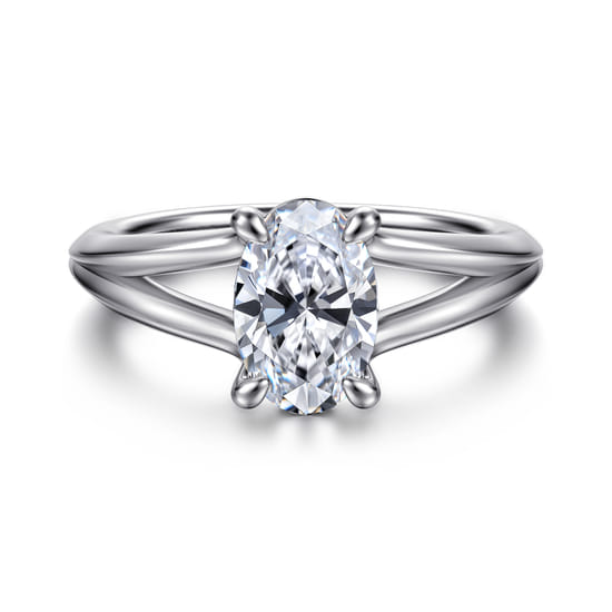 Gabriel - 14K White Gold Split Shank Oval Diamond Engagement Ring