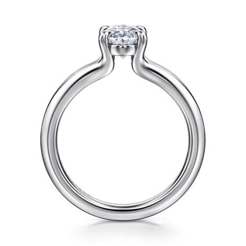14K White Gold Split Shank Oval Diamond Engagement Ring