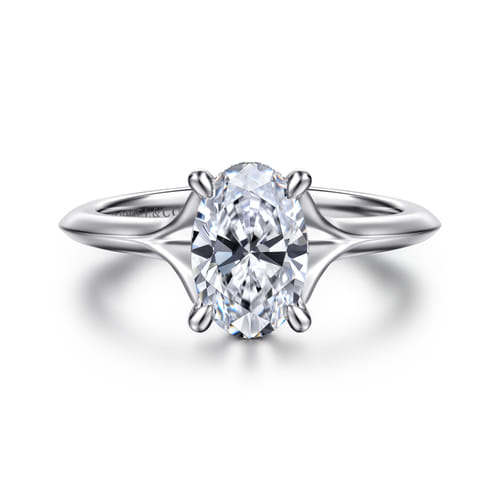 14K White Gold Split Shank Oval Diamond Engagement Ring