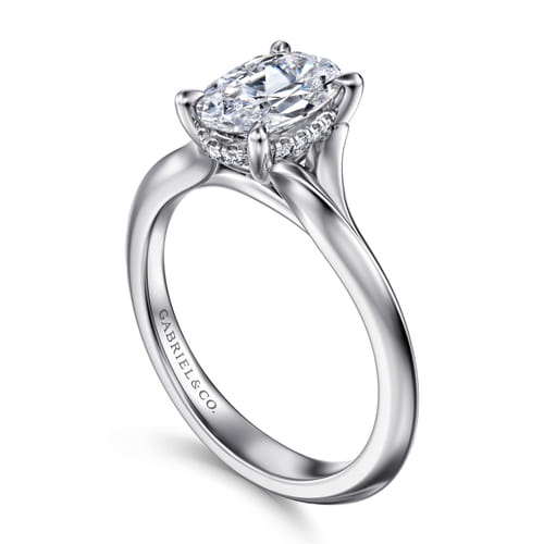 14K White Gold Split Shank Oval Diamond Engagement Ring