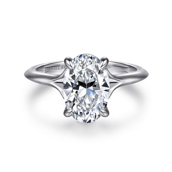 Gabriel - 14K White Gold Split Shank Oval Diamond Engagement Ring