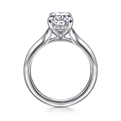 14K White Gold Split Shank Oval Diamond Engagement Ring
