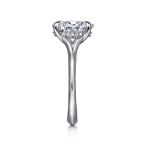 14K White Gold Split Shank Oval Diamond Engagement Ring