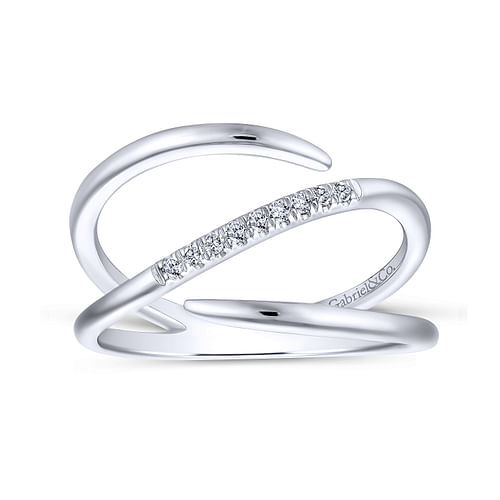 14K White Gold Split Shank Pavé Diamond Wrap Ring