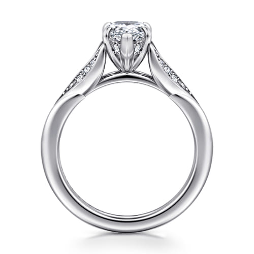 14K White Gold Split Shank Pear Shape Diamond Engagement Ring