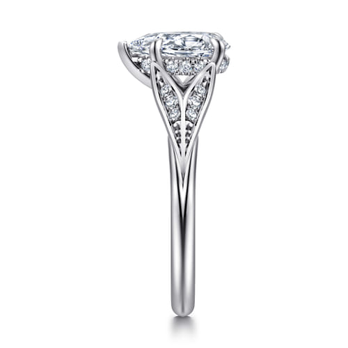 14K White Gold Split Shank Pear Shape Diamond Engagement Ring