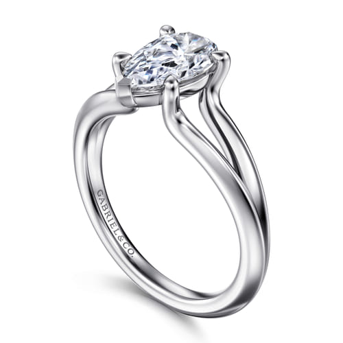 14K White Gold Split Shank Pear Shape Diamond Engagement Ring