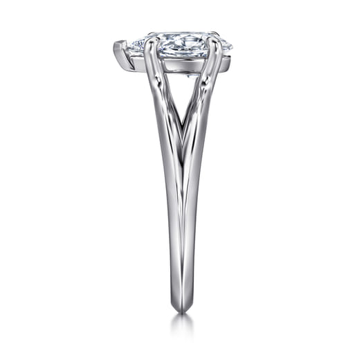14K White Gold Split Shank Pear Shape Diamond Engagement Ring