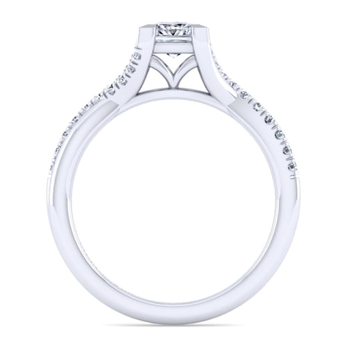 14K White Gold Split Shank Princess Cut Diamond Engagement Ring