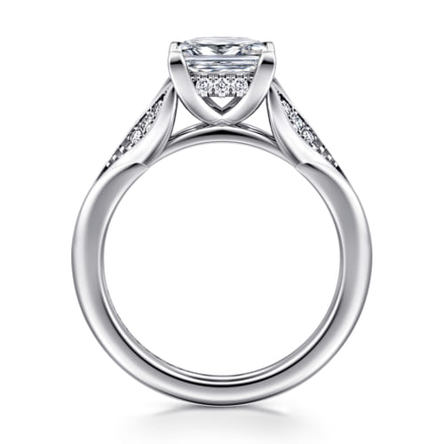 14K White Gold Split Shank Princess Cut Diamond Engagement Ring