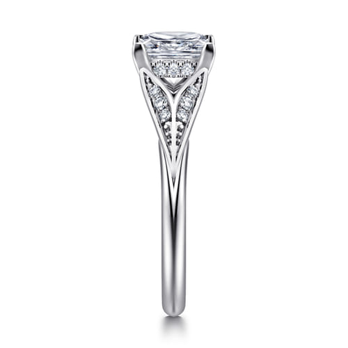 14K White Gold Split Shank Princess Cut Diamond Engagement Ring