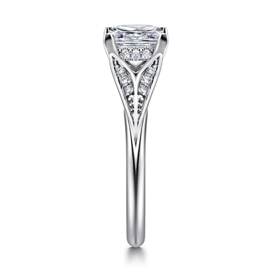 14K White Gold Split Shank Princess Cut Diamond Engagement Ring angle 5
