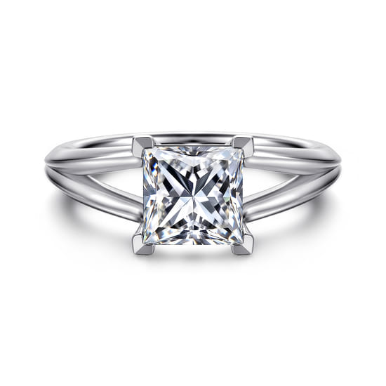 Gabriel - 14K White Gold Split Shank Princess Cut Diamond Engagement Ring