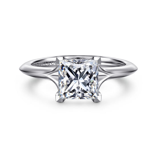 14K White Gold Split Shank Princess Cut Diamond Engagement Ring