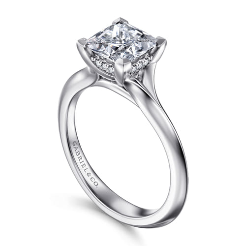 14K White Gold Split Shank Princess Cut Diamond Engagement Ring