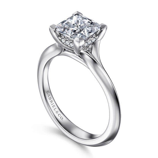 14K White Gold Split Shank Princess Cut Diamond Engagement Ring angle 3
