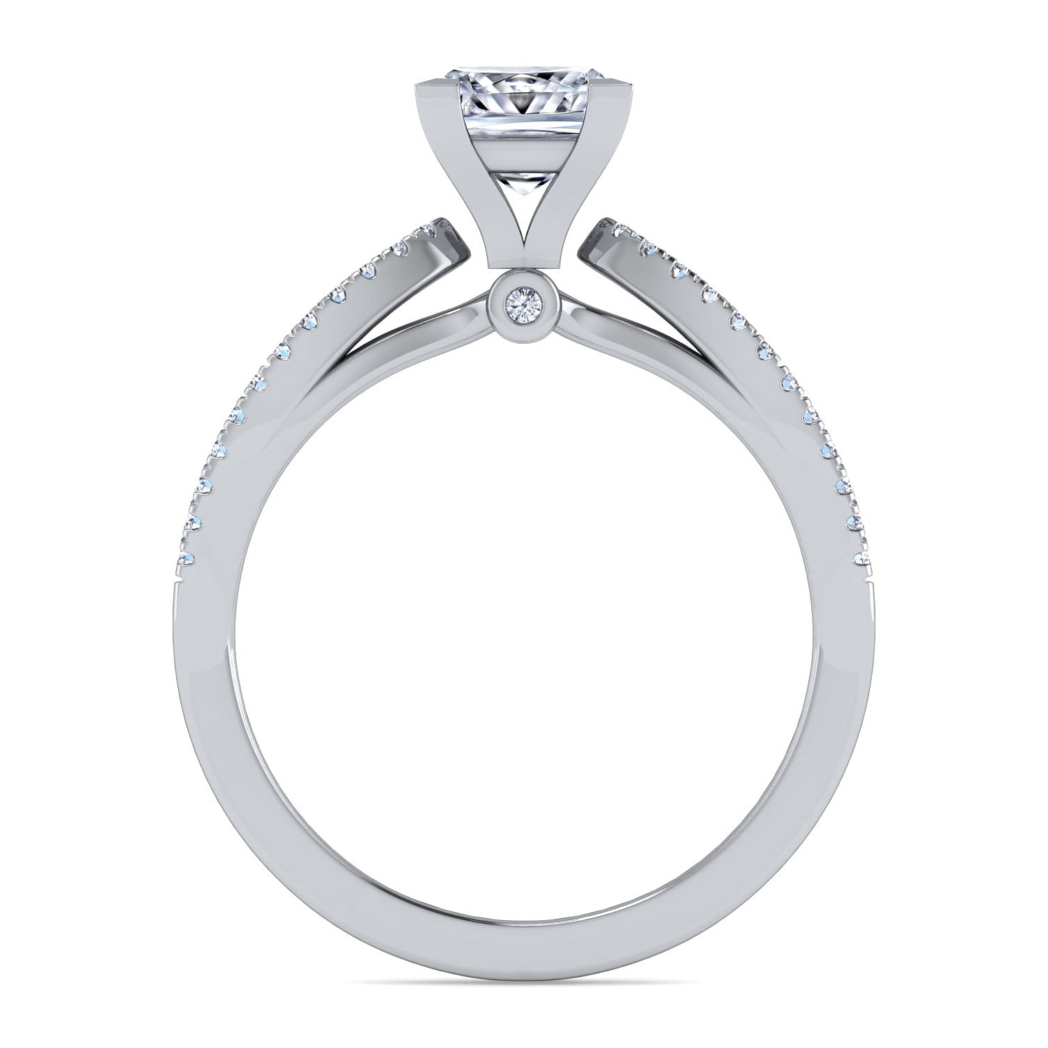 14K White Gold Split Shank Princess Cut Diamond Engagement Ring