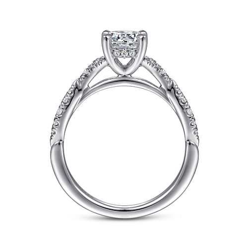 14K White Gold Split Shank Round Diamond Engagement Ring