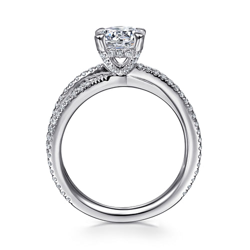 14K White Gold Split Shank Round Diamond Engagement Ring