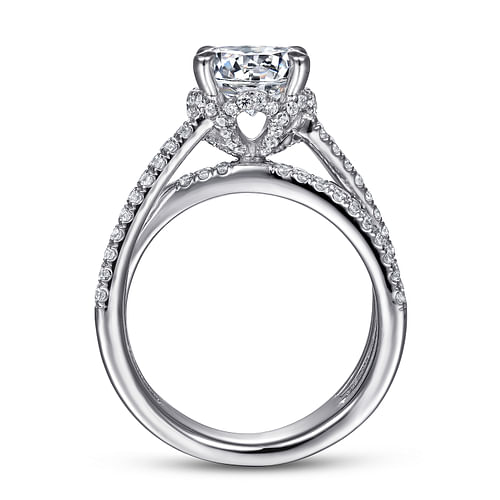 14K White Gold Split Shank Round Diamond Engagement Ring