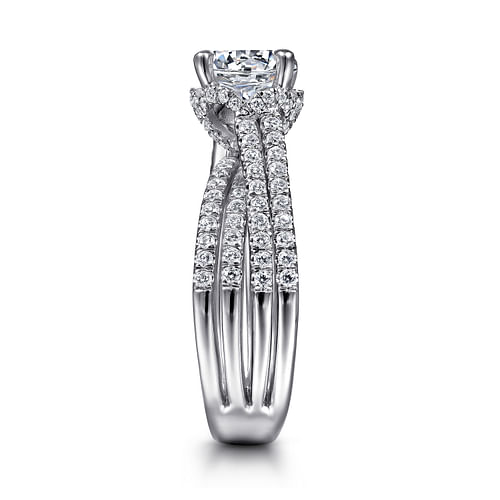 14K White Gold Split Shank Round Diamond Engagement Ring