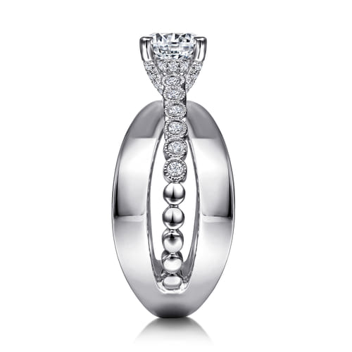 14K White Gold Split Shank Round Diamond Engagement Ring