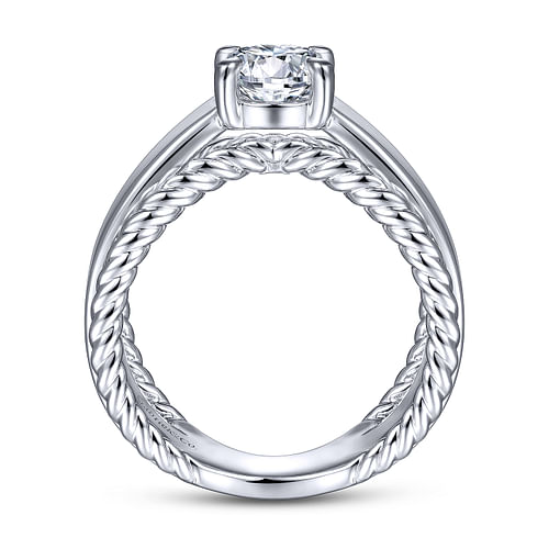 14K White Gold Split Shank Round Diamond Engagement Ring