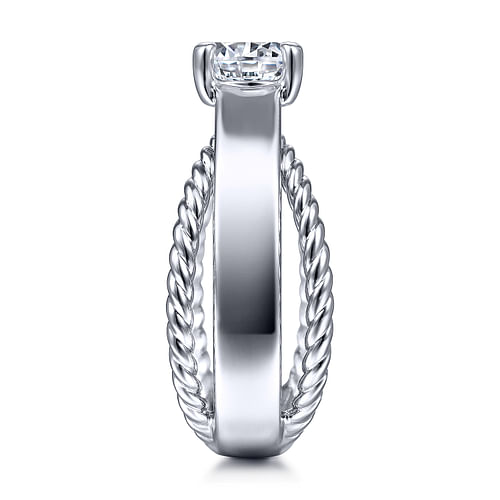 14K White Gold Split Shank Round Diamond Engagement Ring