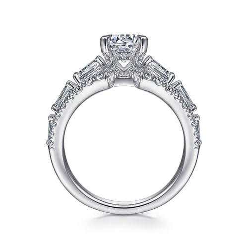 14K White Gold Split Shank Round Diamond Engagement Ring
