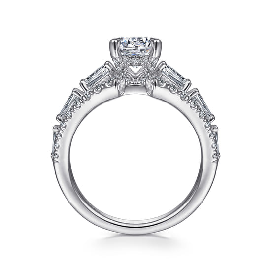 14K White Gold Split Shank Round Diamond Engagement Ring angle 2