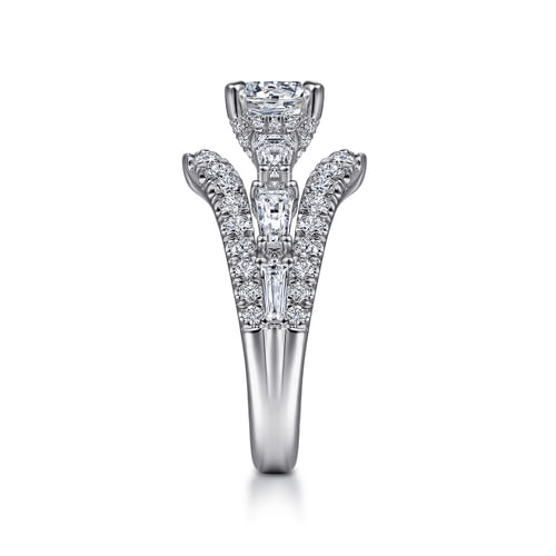 14K White Gold Split Shank Round Diamond Engagement Ring