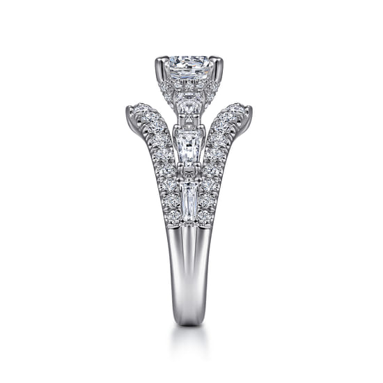14K White Gold Split Shank Round Diamond Engagement Ring angle 5