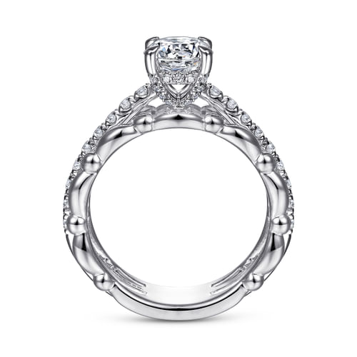 14K White Gold Split Shank Round Diamond Engagement Ring