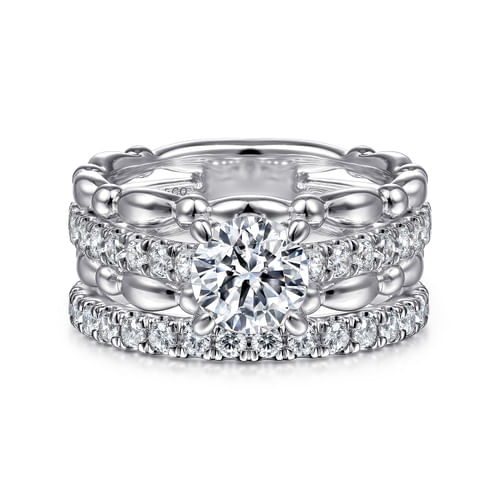 14K White Gold Split Shank Round Diamond Engagement Ring