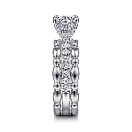 14K White Gold Split Shank Round Diamond Engagement Ring